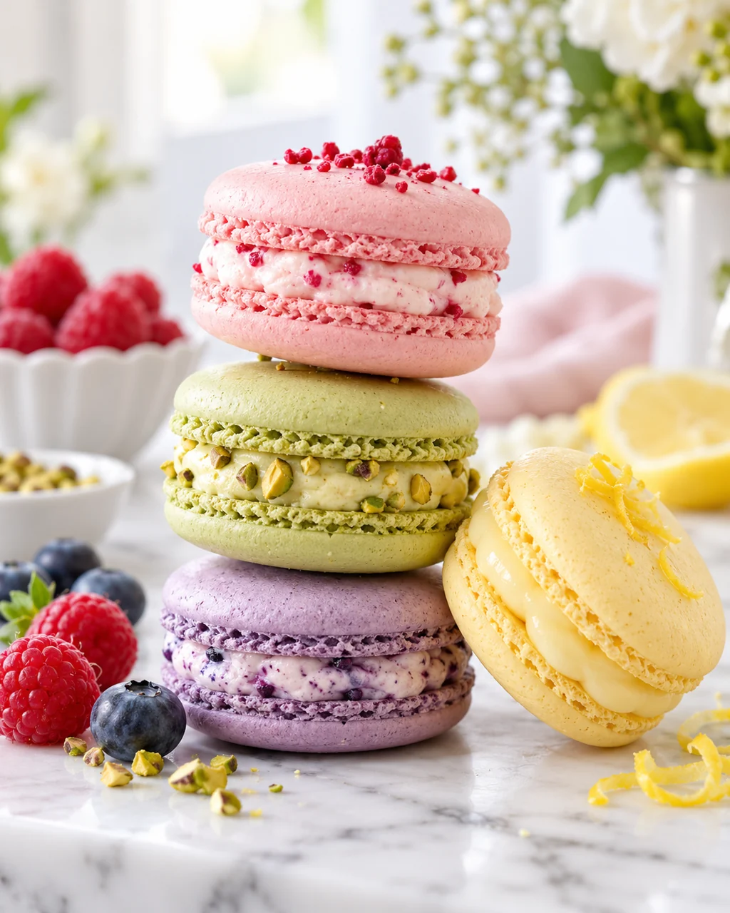 Pastel Macaron Tower · Bright Marble Minimal