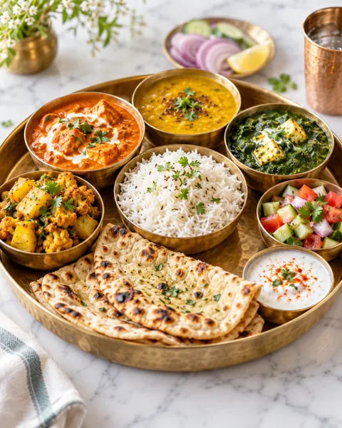 Indian Thali Platter · Bright Marble Minimal