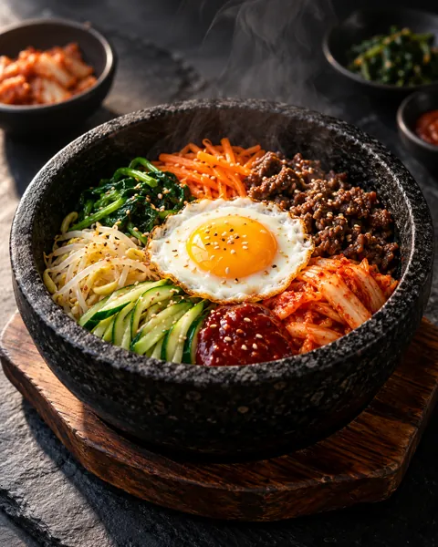 Stone Pot Bibimbap · Dark Moody Chiaroscuro