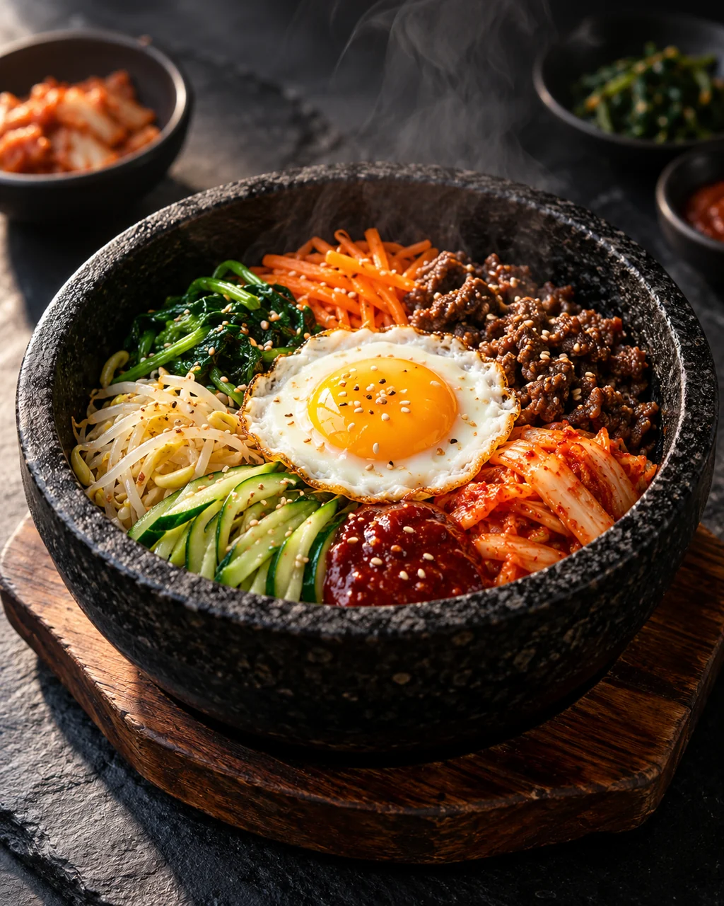 Stone Pot Bibimbap · Dark Moody Chiaroscuro