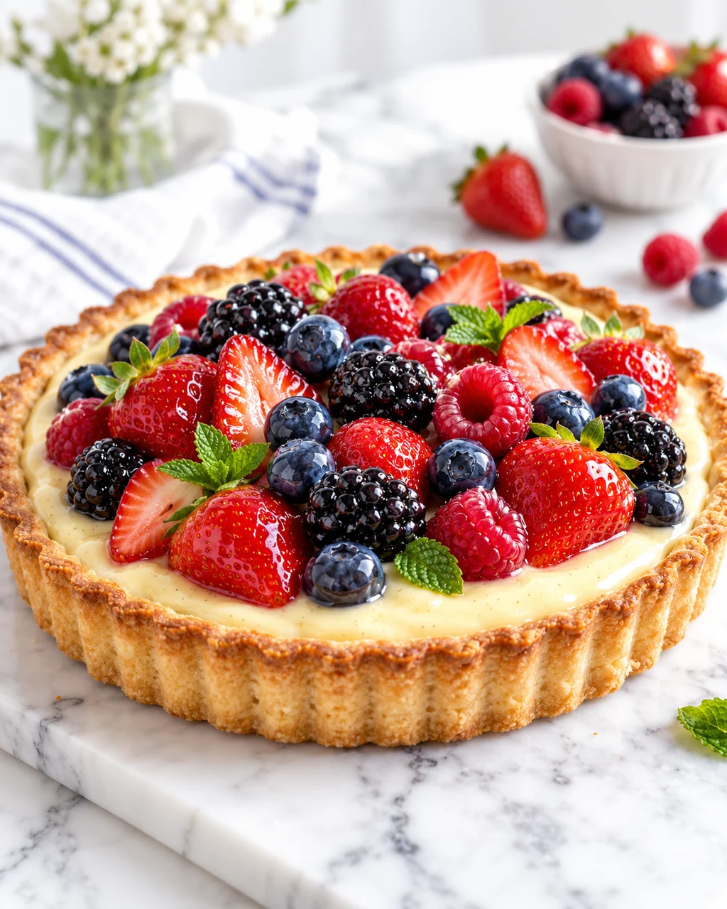 Mixed Berry Tart · Bright Marble Minimal