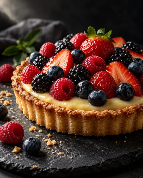 Mixed Berry Tart · Dark Moody Chiaroscuro