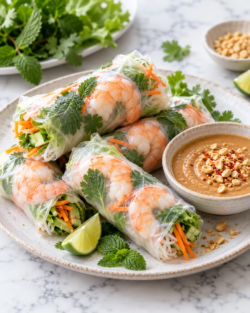 Fresh Summer Rolls · Bright Marble Minimal