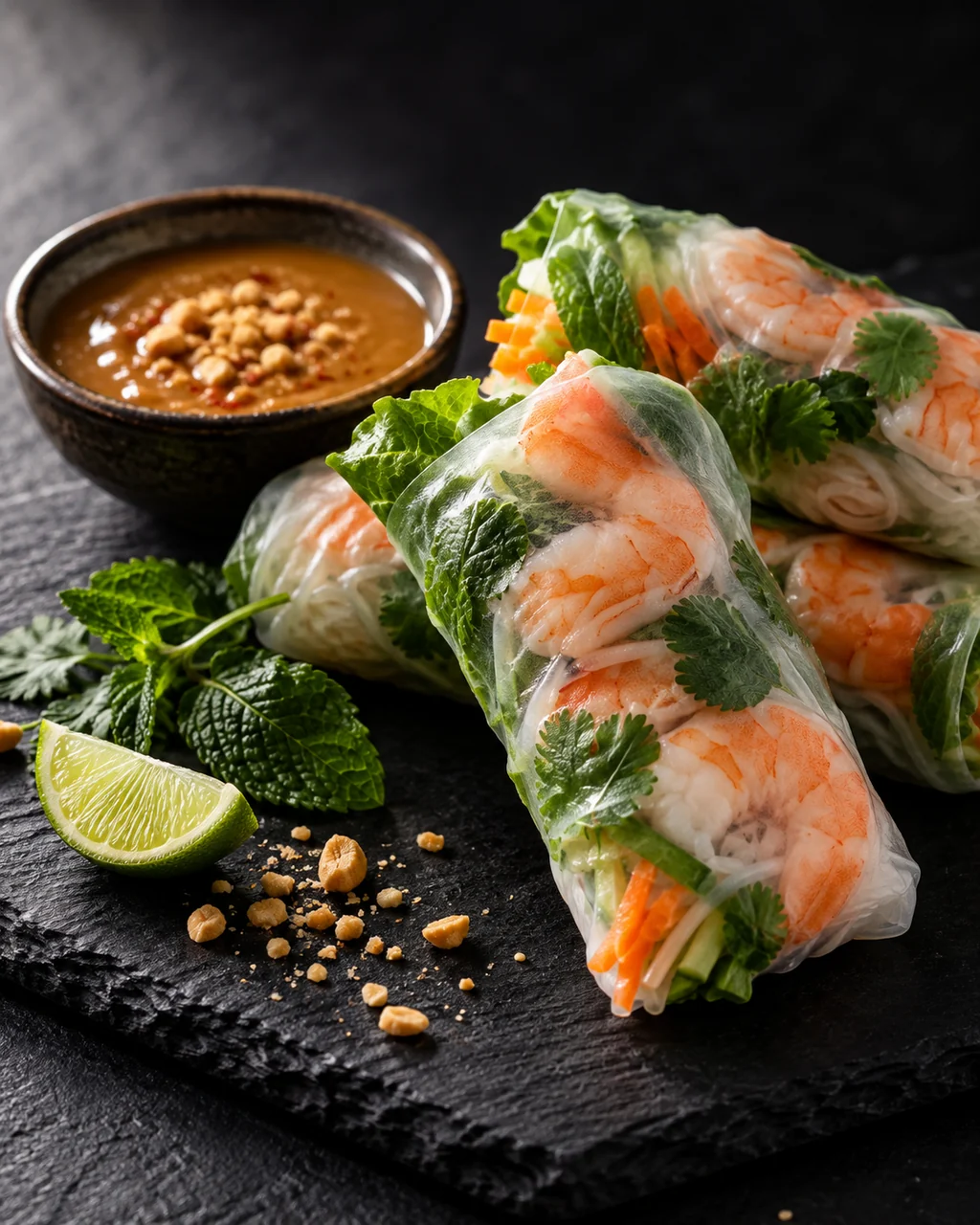 Fresh Summer Rolls · Dark Moody Chiaroscuro
