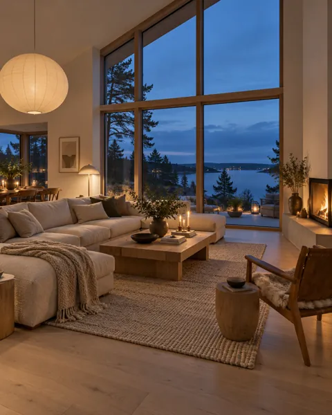 Scandinavian Living Room · Blue Hour Glow