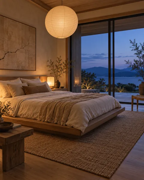 Japandi Bedroom · Blue Hour Glow