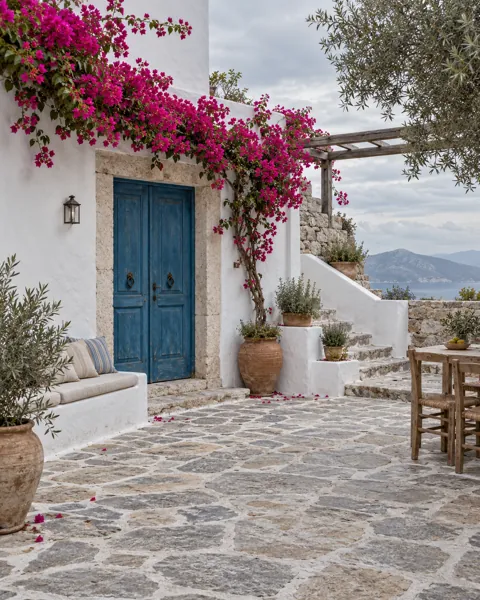 Whitewashed Courtyard · Soft Overcast Daylight