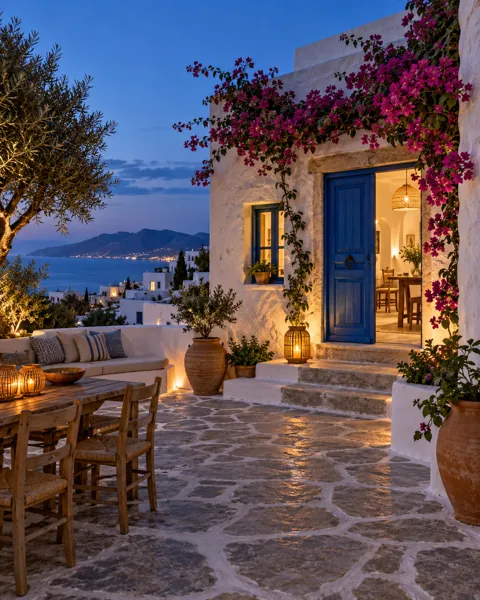Whitewashed Courtyard · Blue Hour Glow