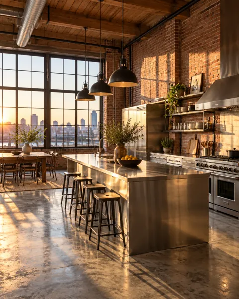 Industrial Loft Kitchen · Golden Afternoon