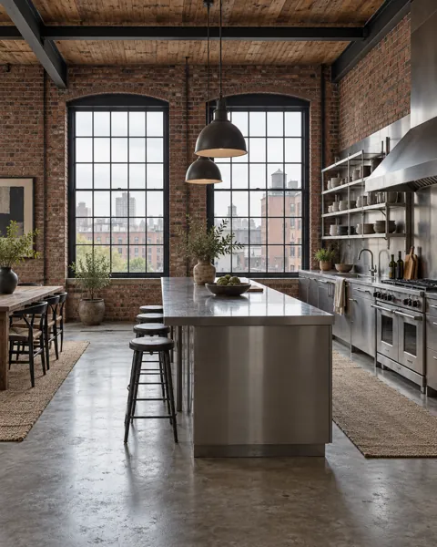 Industrial Loft Kitchen · Soft Overcast Daylight