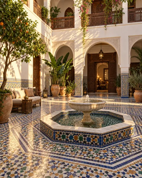 Moroccan Riad Courtyard · Golden Afternoon