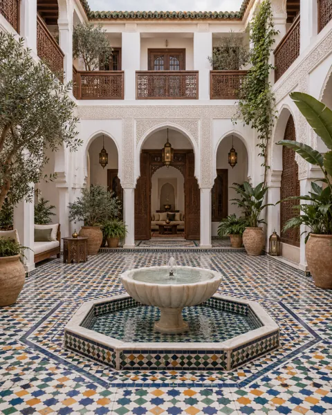 Moroccan Riad Courtyard · Soft Overcast Daylight