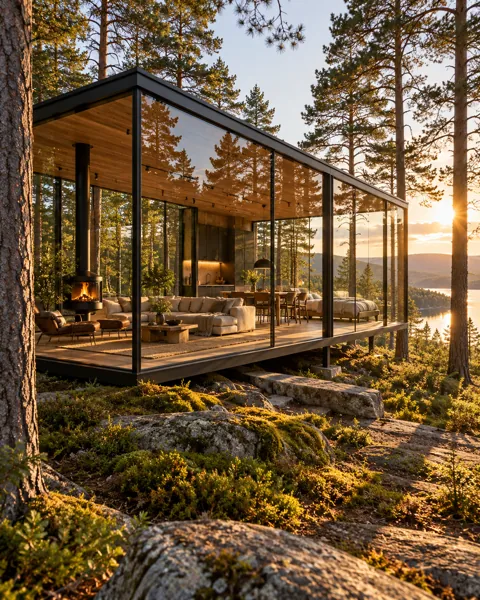 Forest Glass Cabin · Golden Afternoon