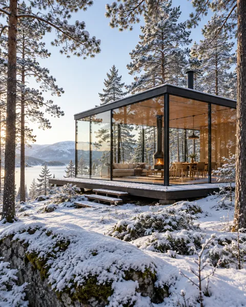 Forest Glass Cabin · Winter First Snow