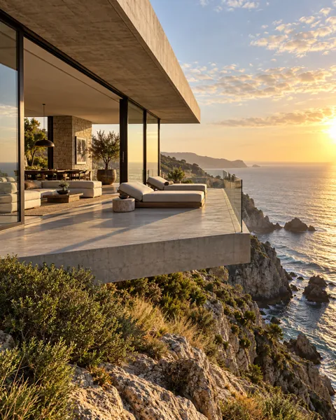 Clifftop Modern House · Golden Afternoon