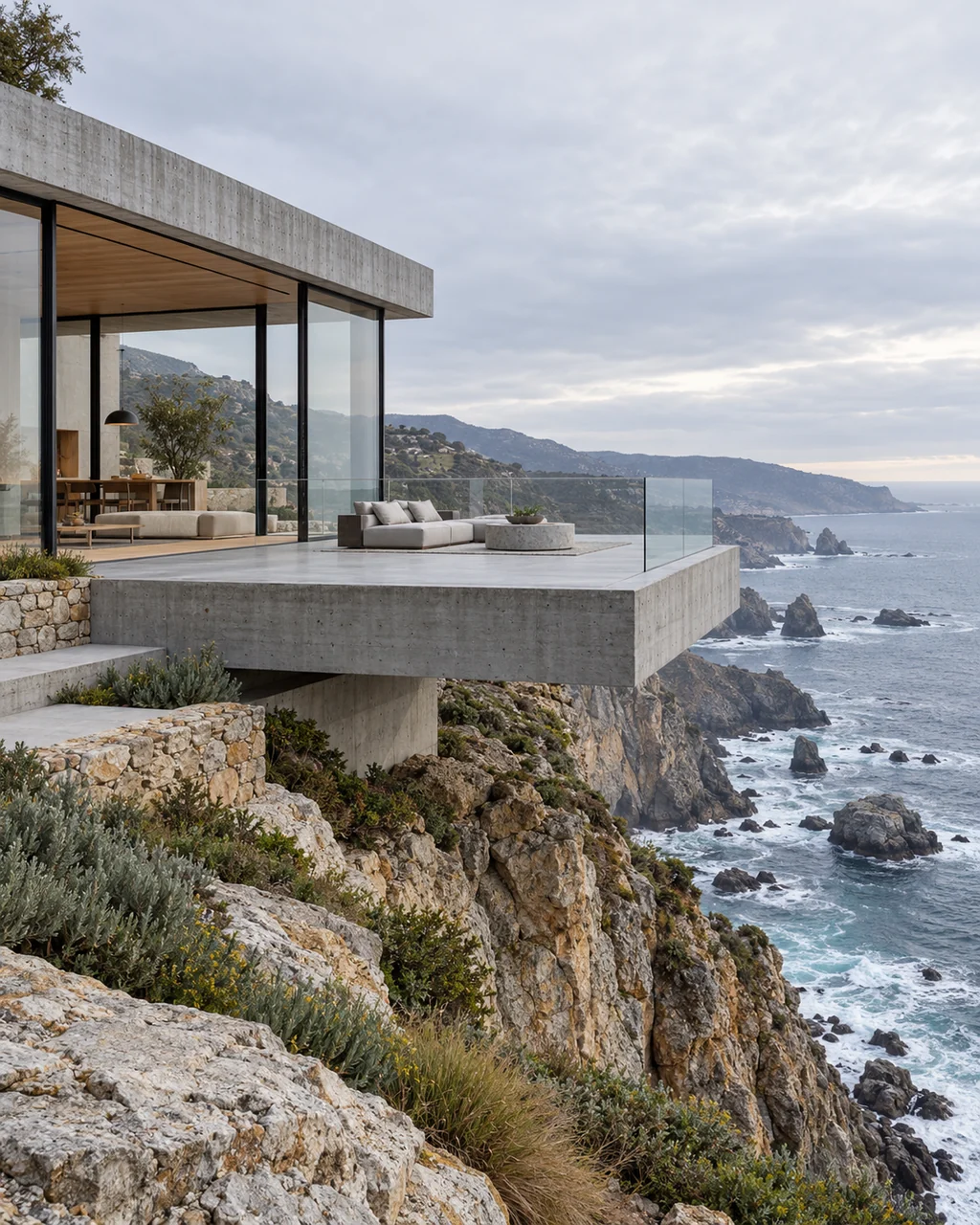 Clifftop Modern House · Soft Overcast Daylight