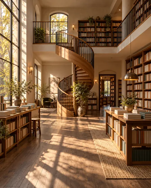 Spiral Staircase Bookshop · Golden Afternoon