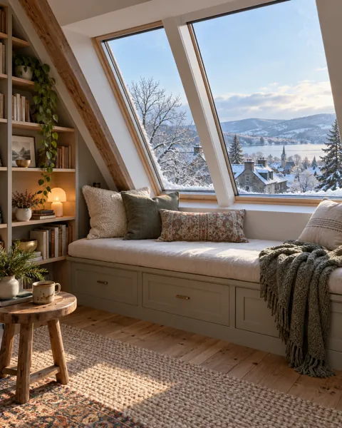 Attic Reading Nook · Winter First Snow