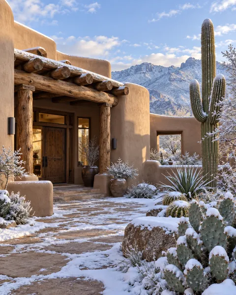 Adobe Desert Home · Winter First Snow