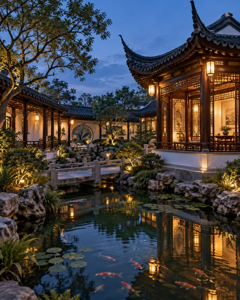 Garden Pavilion · Blue Hour Glow