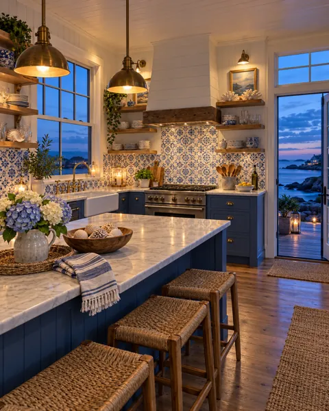 Coastal Cottage Kitchen · Blue Hour Glow