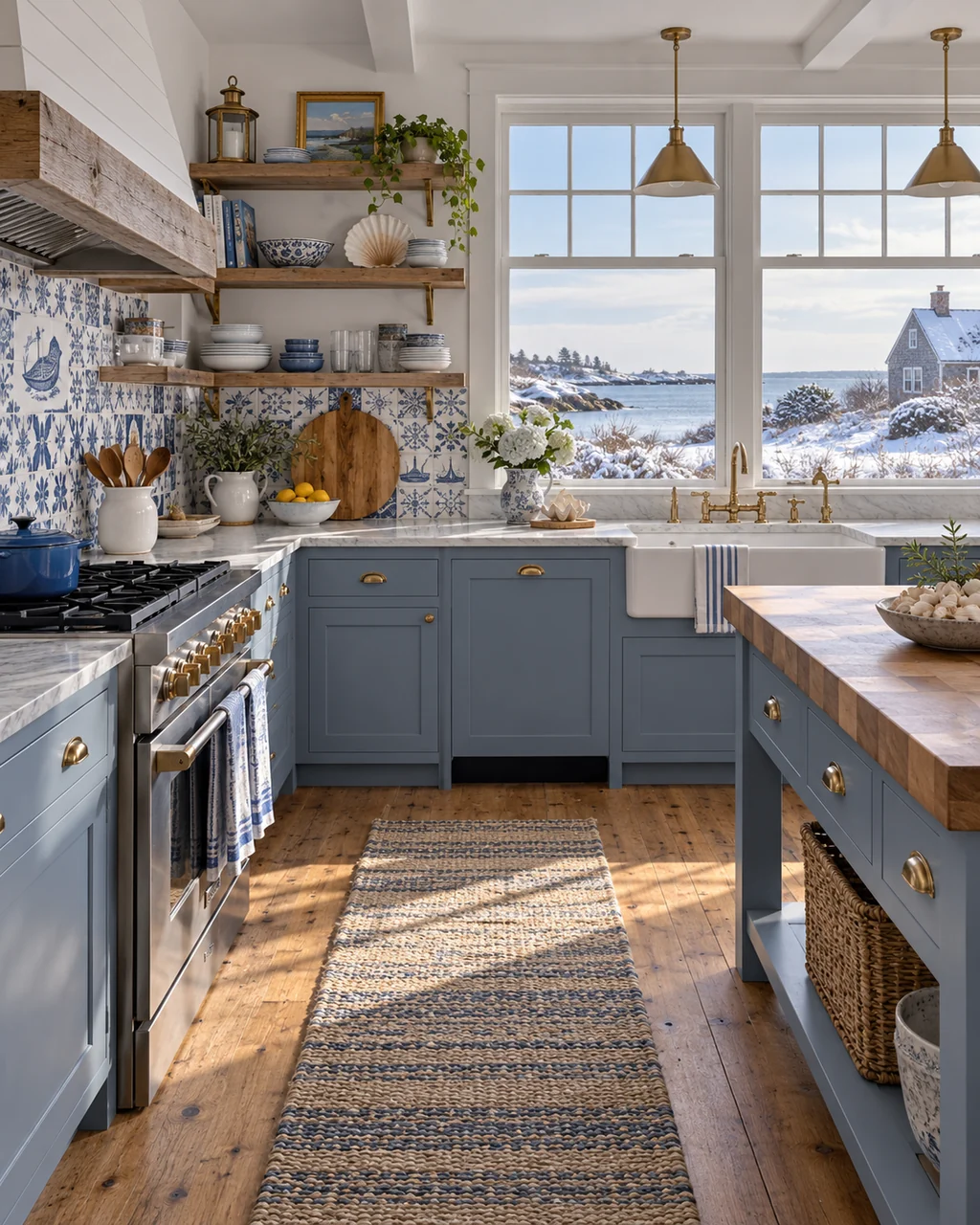 Coastal Cottage Kitchen · Winter First Snow
