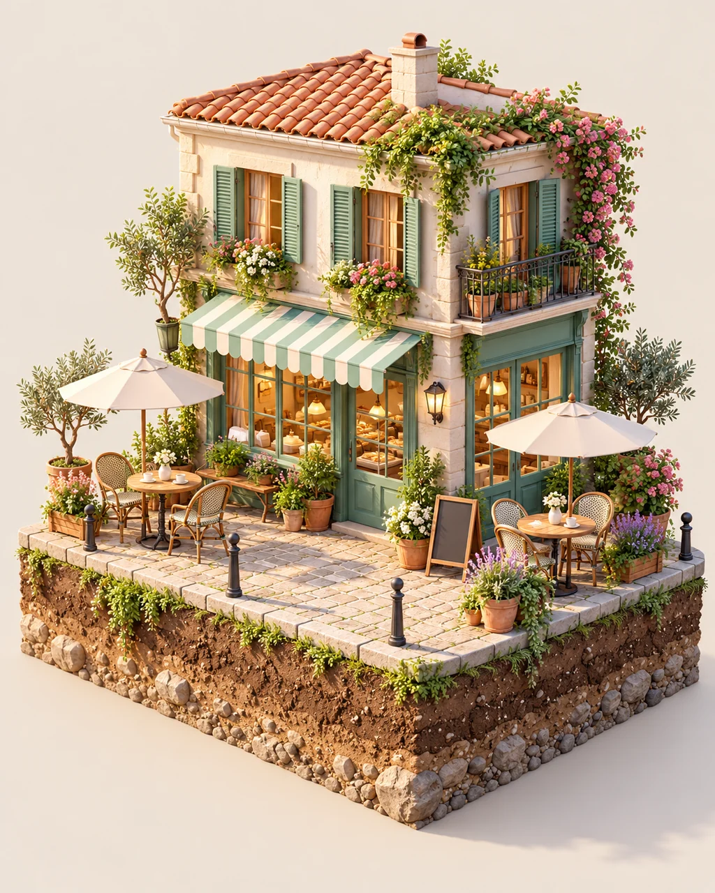 Corner Cafe Diorama · Pastel Morning