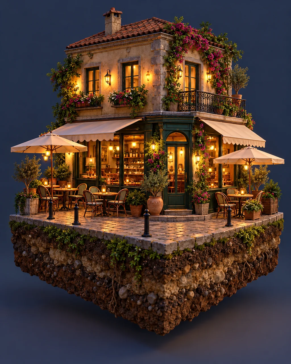 Corner Cafe Diorama · Glowing Night