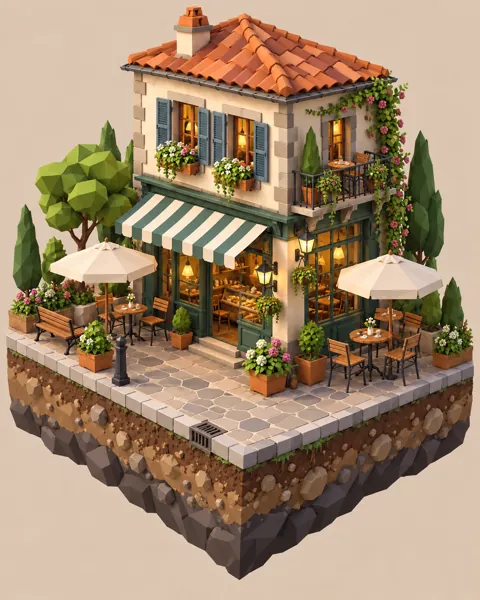 Corner Cafe Diorama · Low-poly Matte