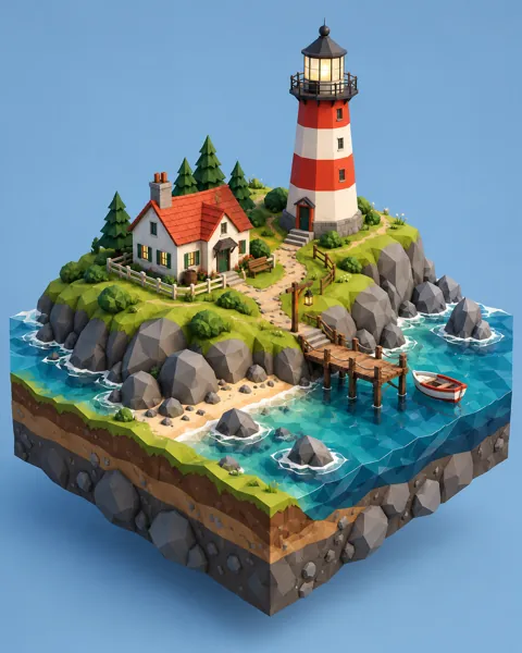 Lighthouse Island · Low-poly Matte