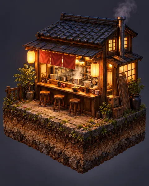 Tiny Ramen Shop · Glowing Night