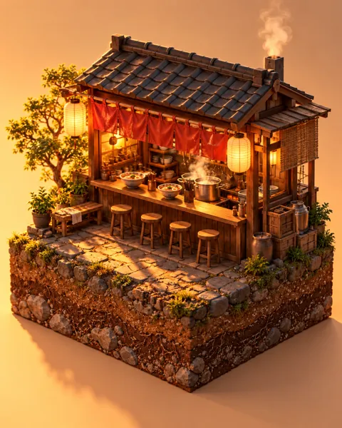 Tiny Ramen Shop · Warm Sunset