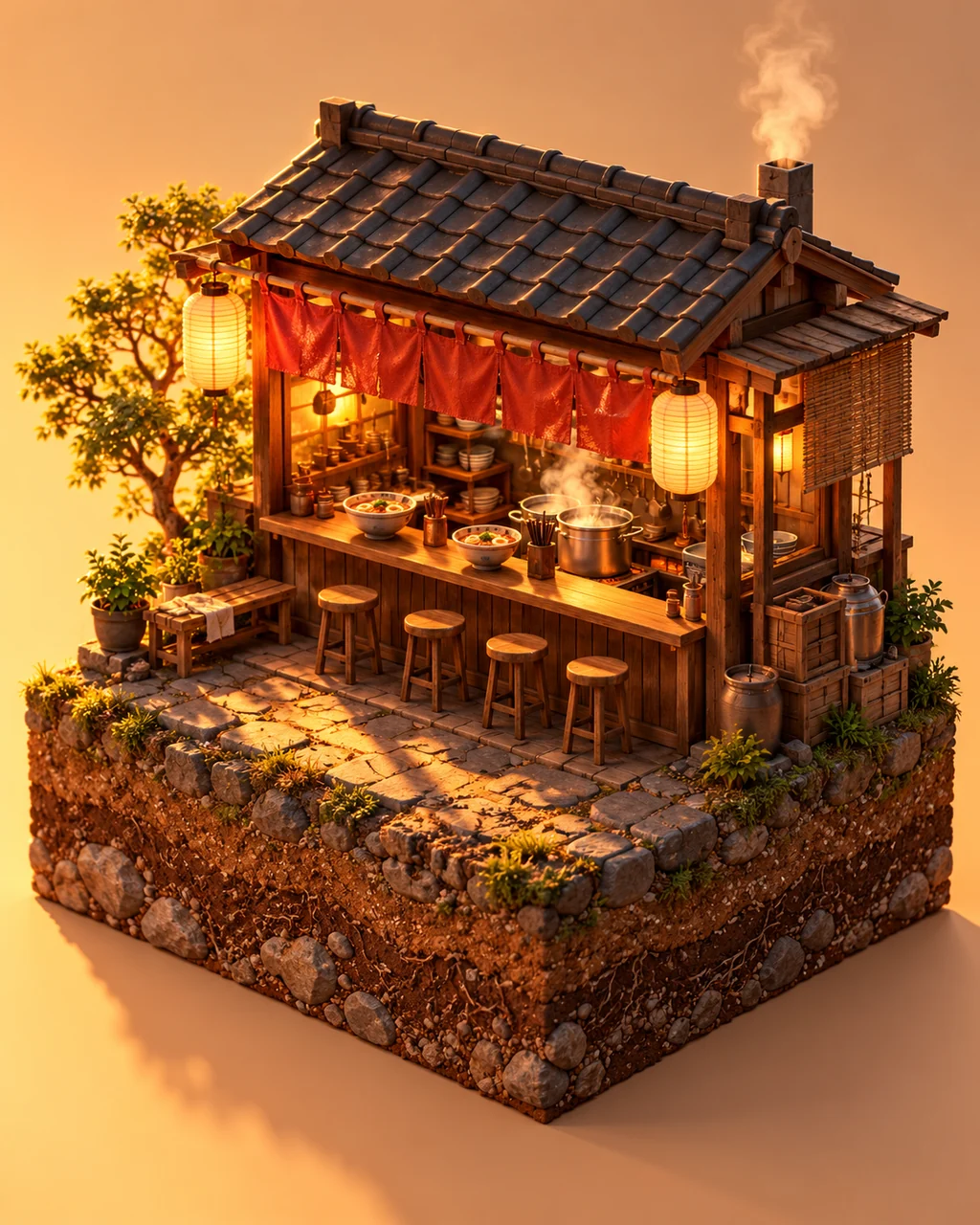 Tiny Ramen Shop · Warm Sunset