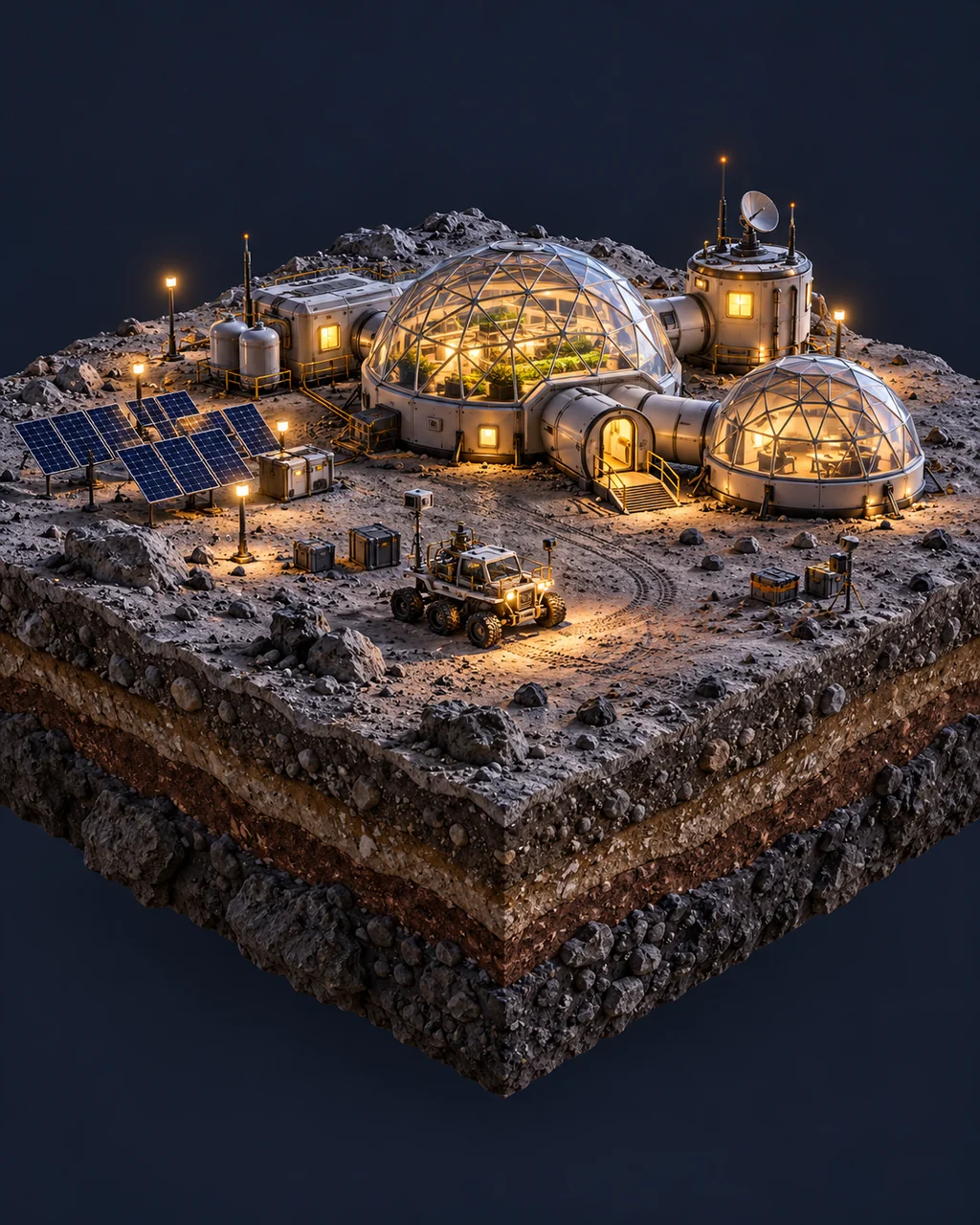 Lunar Research Base · Glowing Night