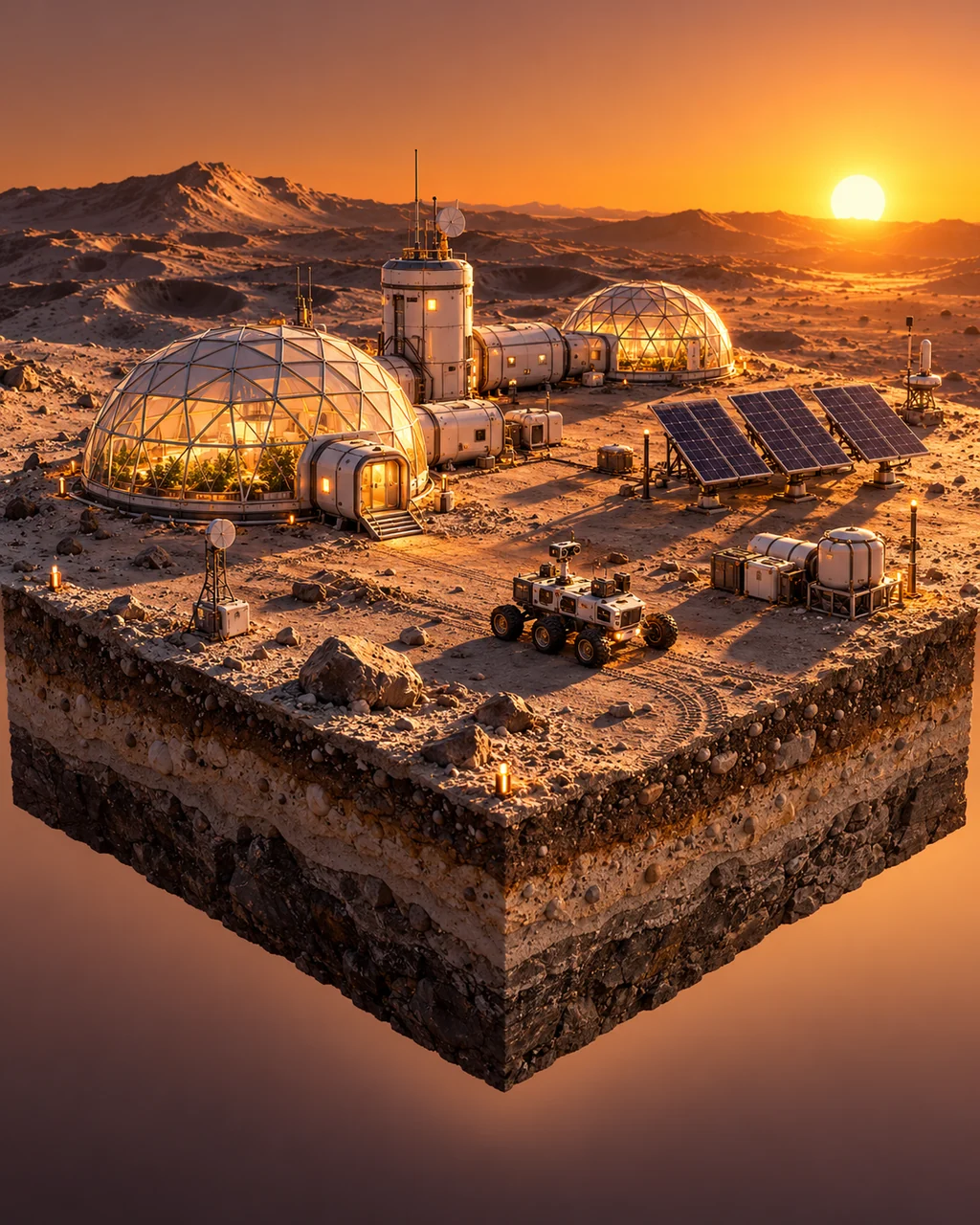 Lunar Research Base · Warm Sunset