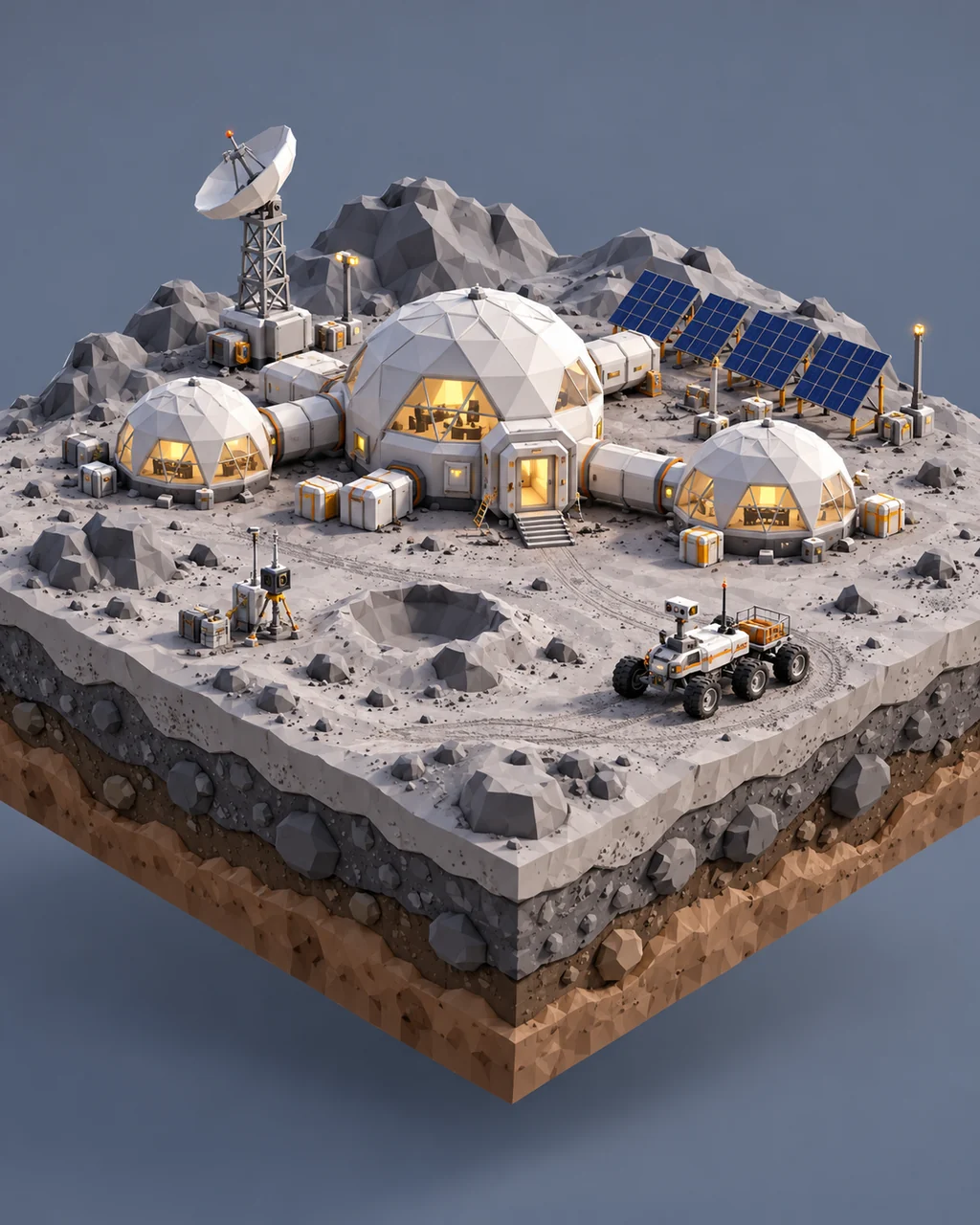 Lunar Research Base · Low-poly Matte