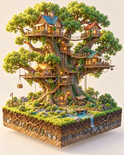 Treehouse Village · Pastel Morning