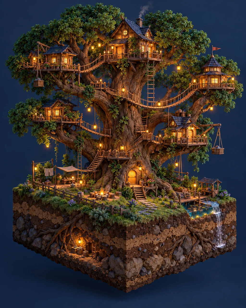 Treehouse Village · Glowing Night