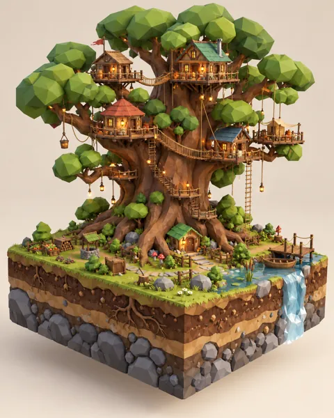 Treehouse Village · Low-poly Matte