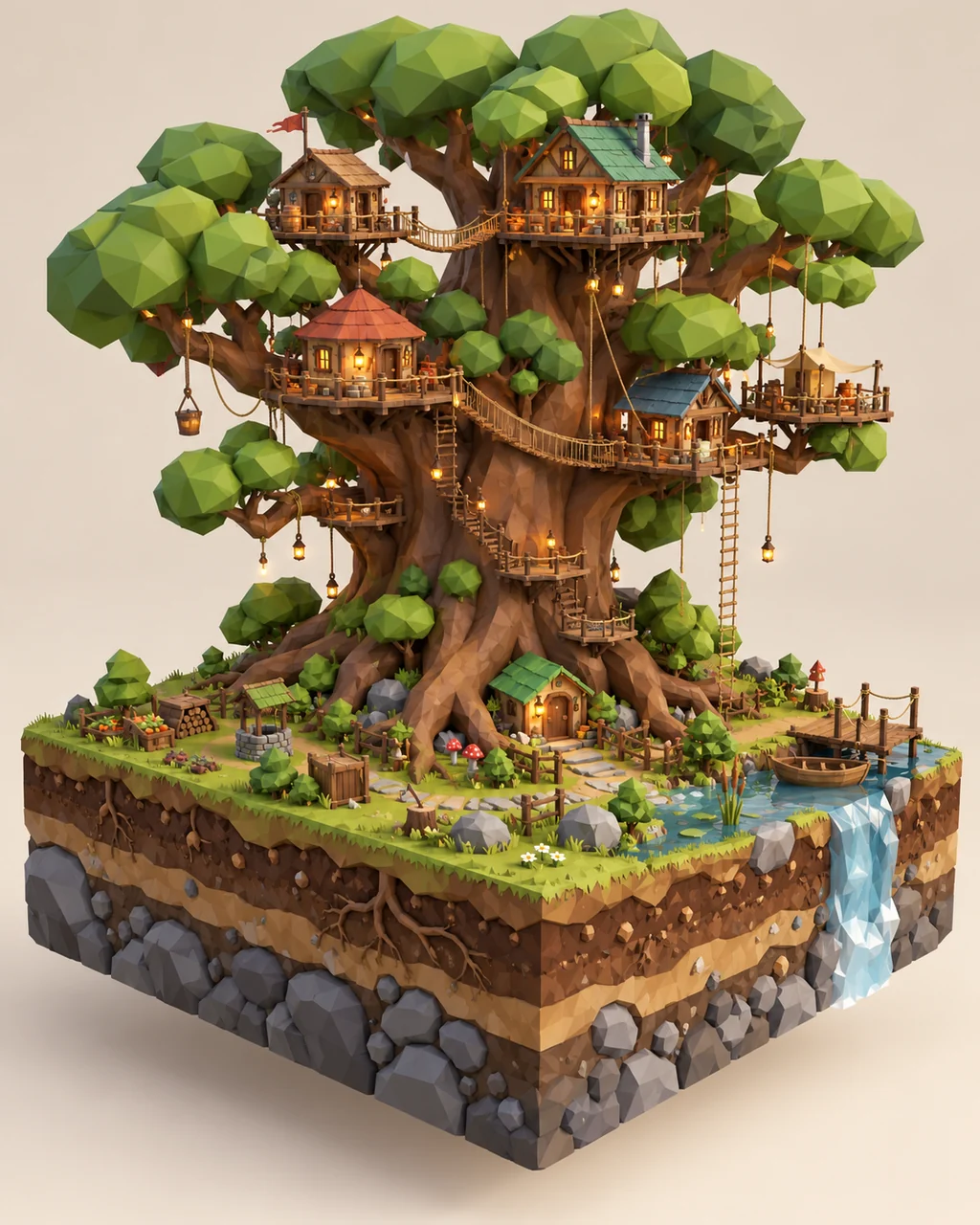 Treehouse Village · Low-poly Matte