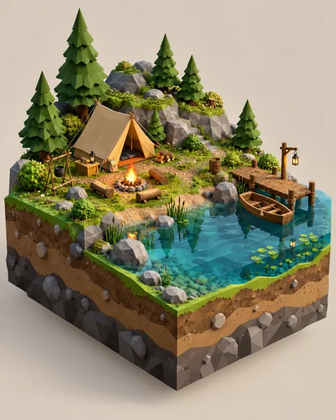 Lakeside Campsite · Low-poly Matte