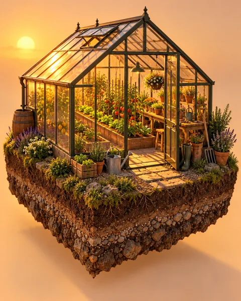 Greenhouse Garden · Warm Sunset