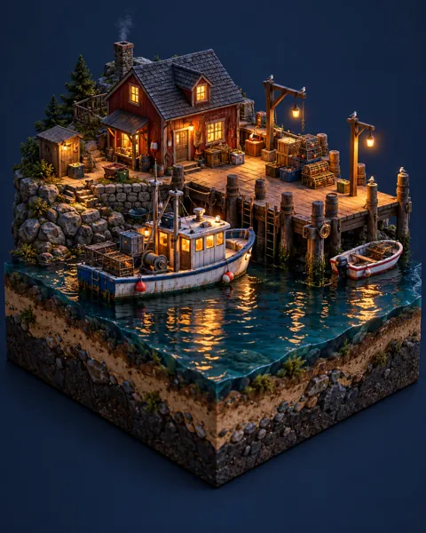 Tiny Harbor Dock · Glowing Night