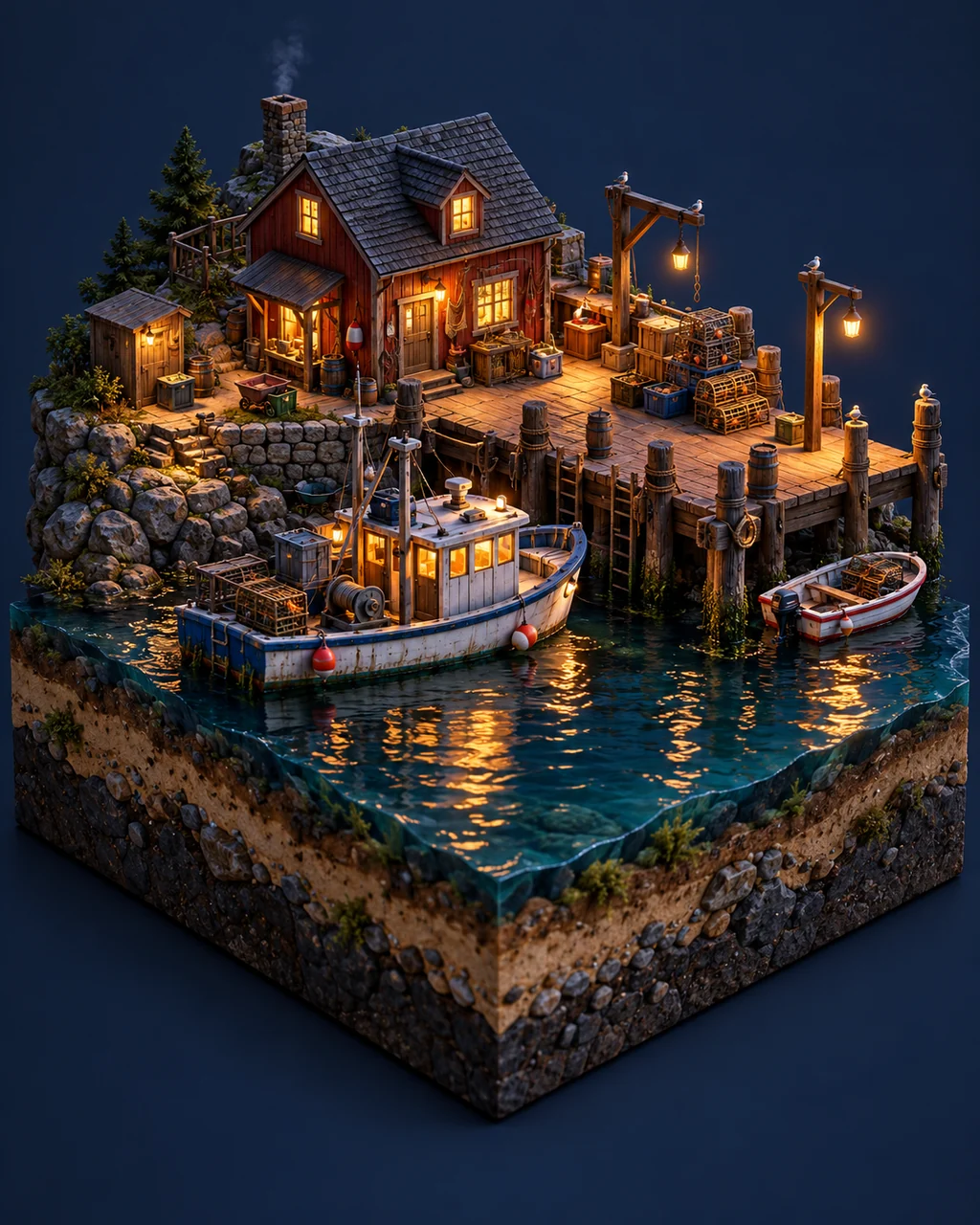 Tiny Harbor Dock · Glowing Night