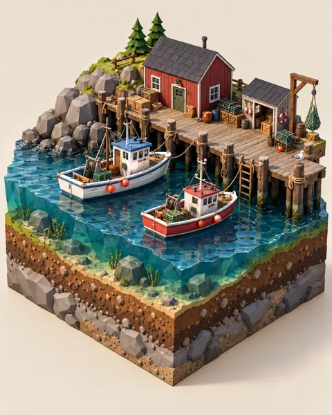 Tiny Harbor Dock · Low-poly Matte