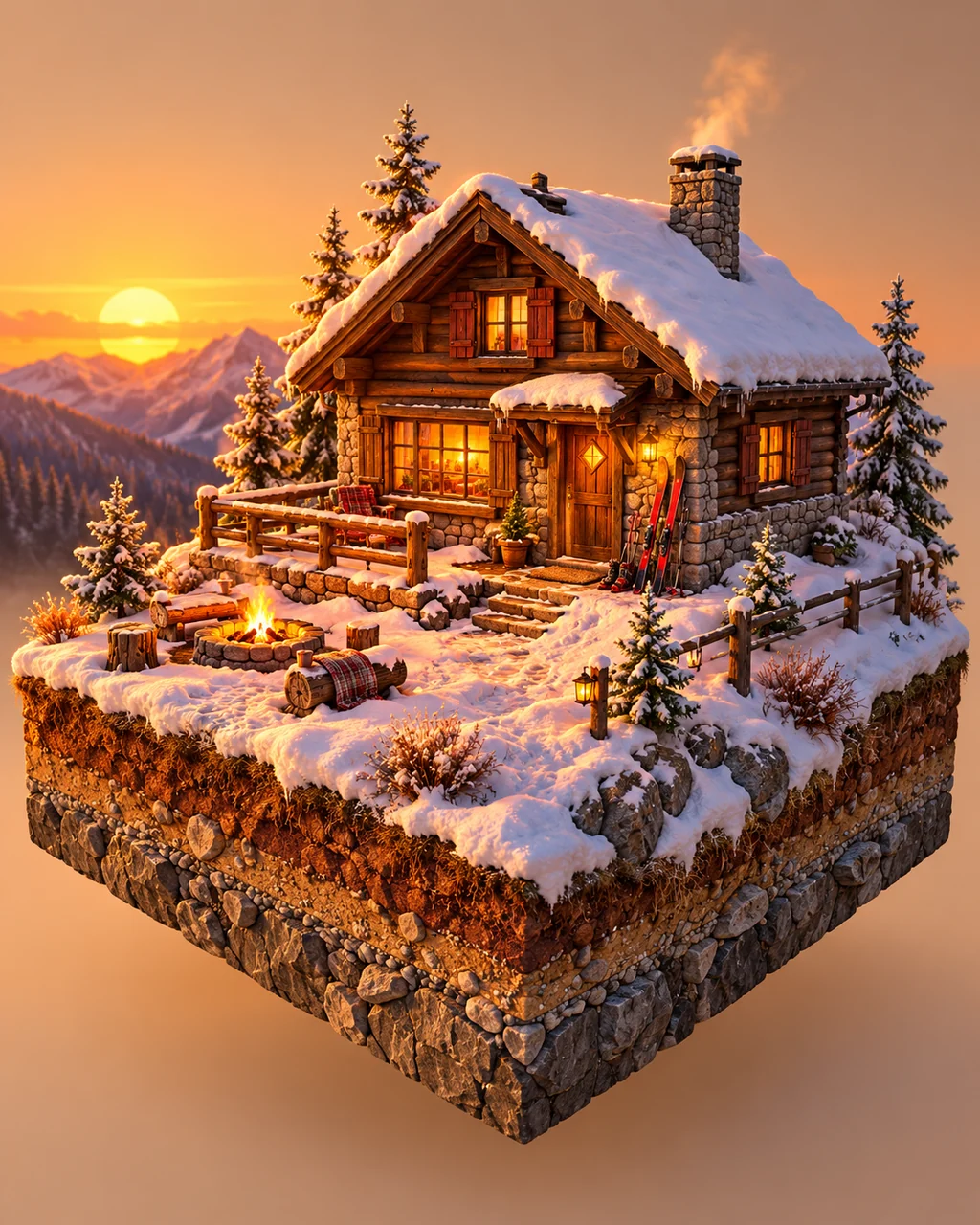 Ski Lodge · Warm Sunset