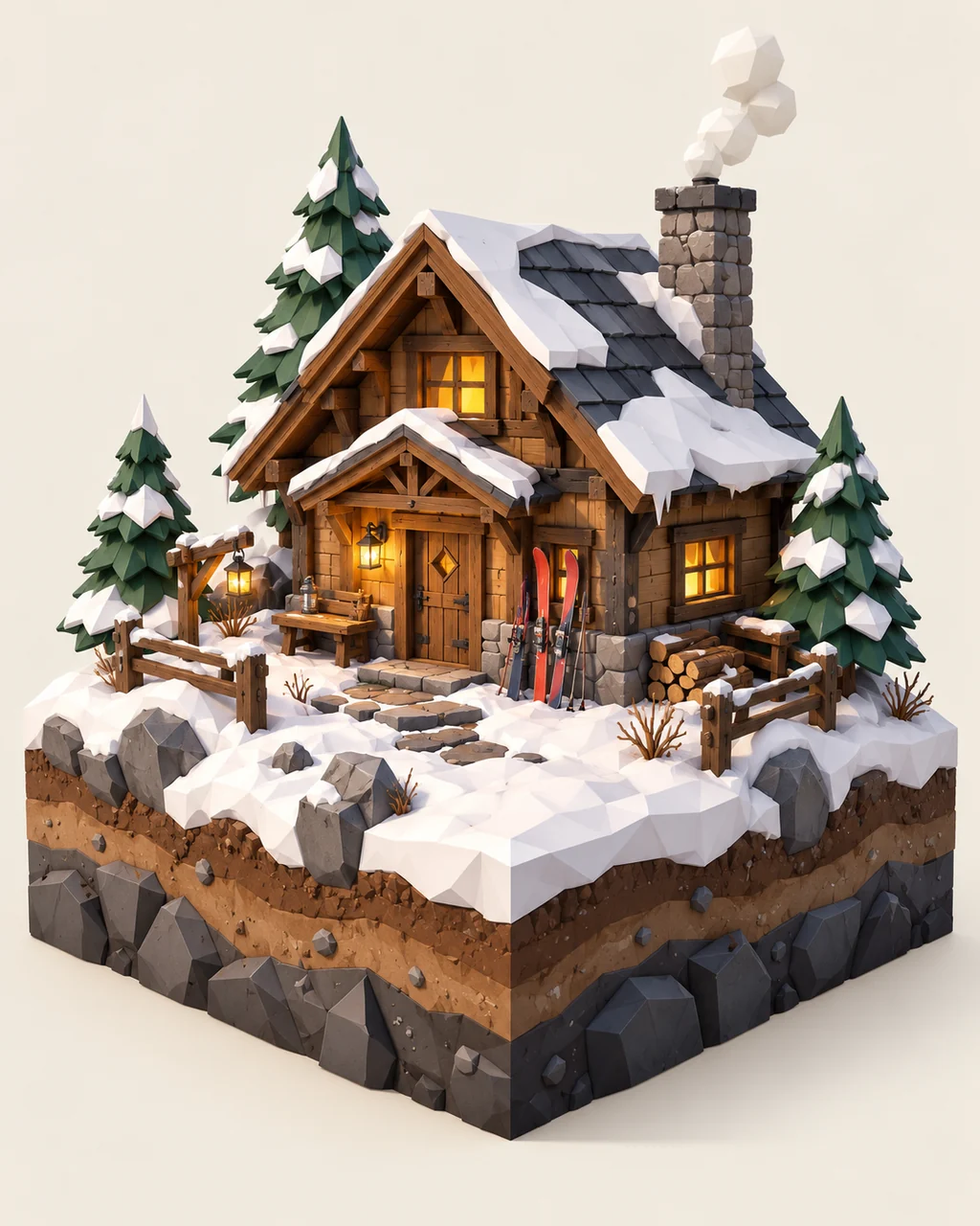 Ski Lodge · Low-poly Matte