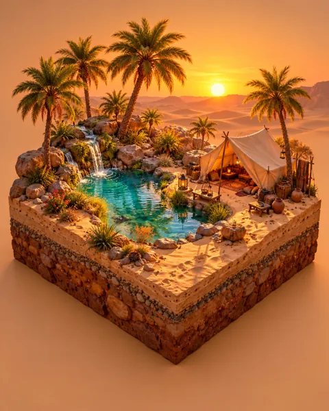 Desert Oasis · Warm Sunset