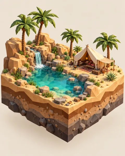 Desert Oasis · Low-poly Matte