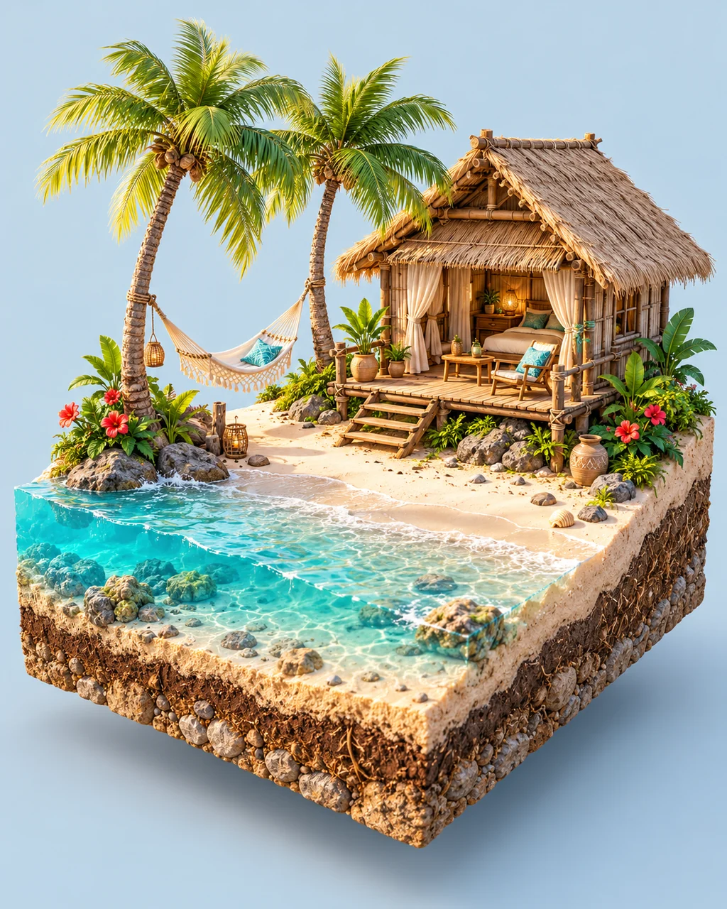 Tropical Beach Hut · Pastel Morning